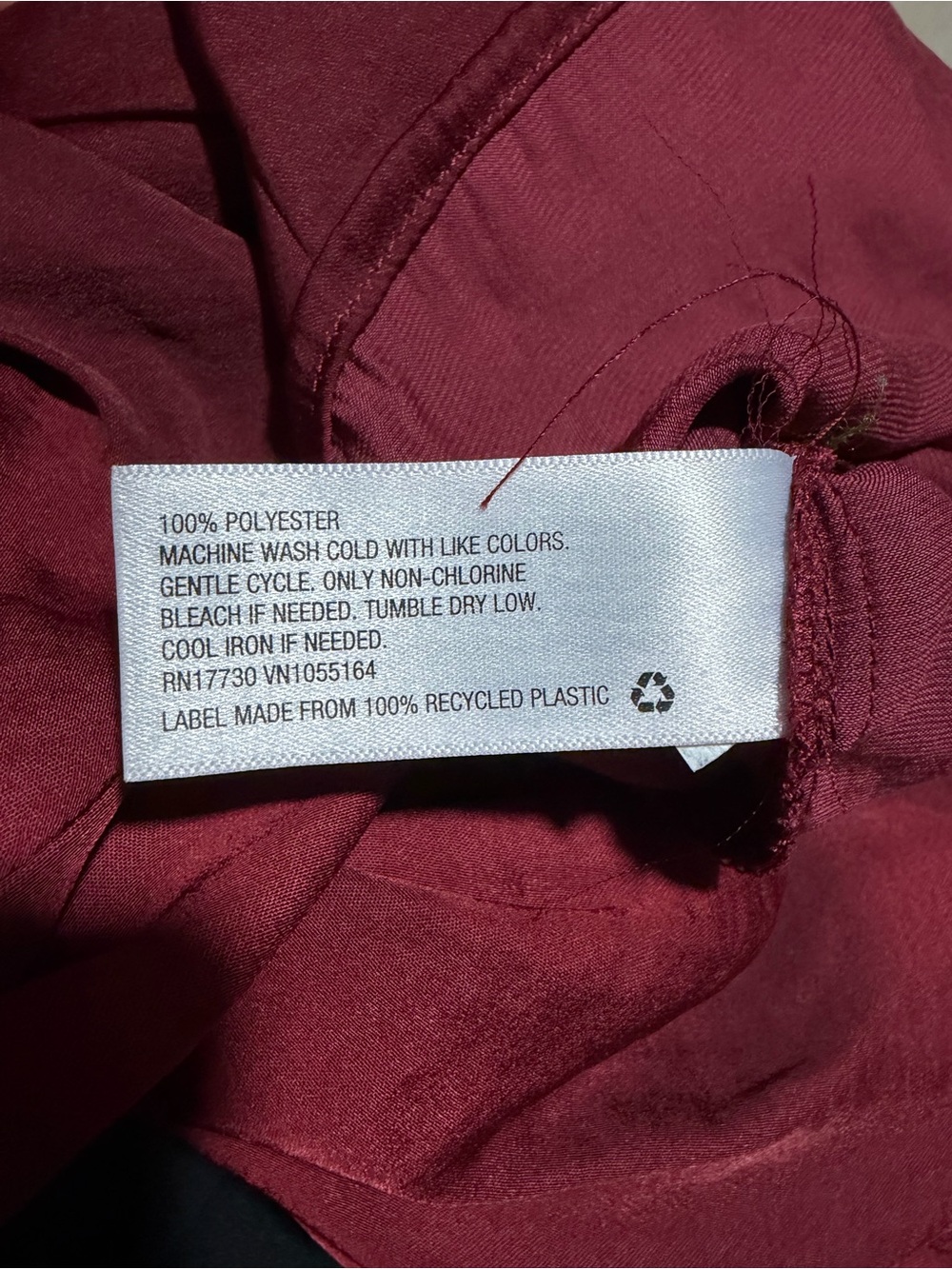 A New Day Burgundy Button Front Blouse Size S Long Sleeve Workwear Top - Picture 5 of 10